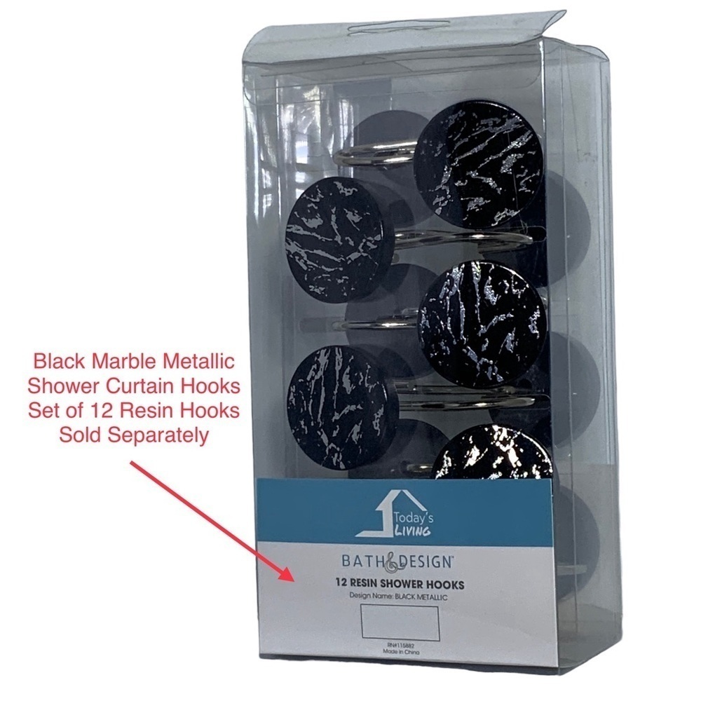 Today’s Living Black Marble Metallic Bath Accessory Set Ceramic 4 Piece Set - Picture 10 of 12